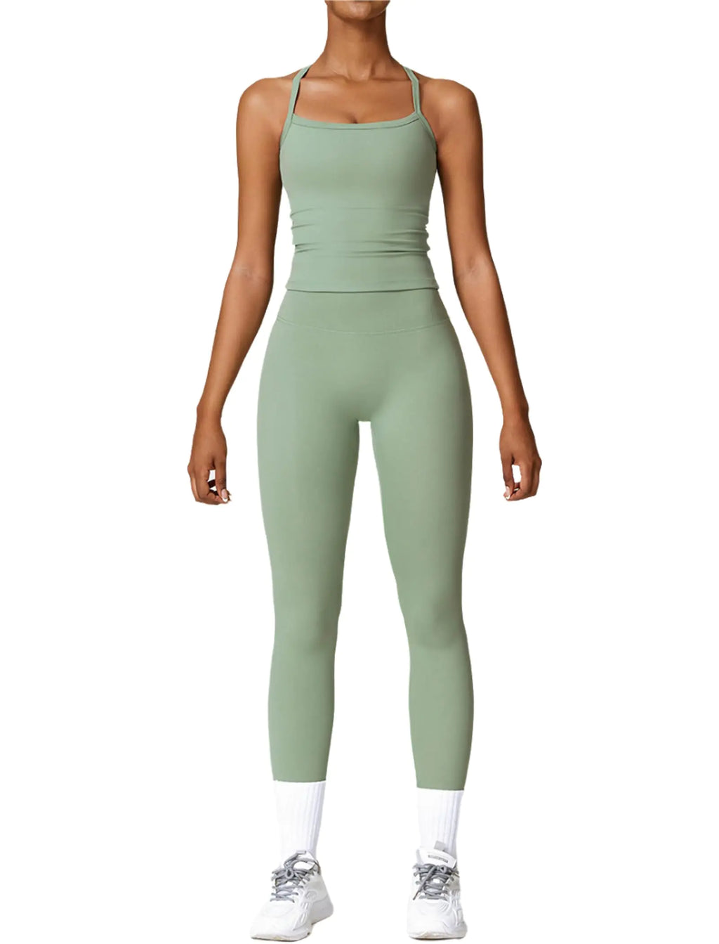 Women's Green Yoga Outfit 2-Piece Seamless Set