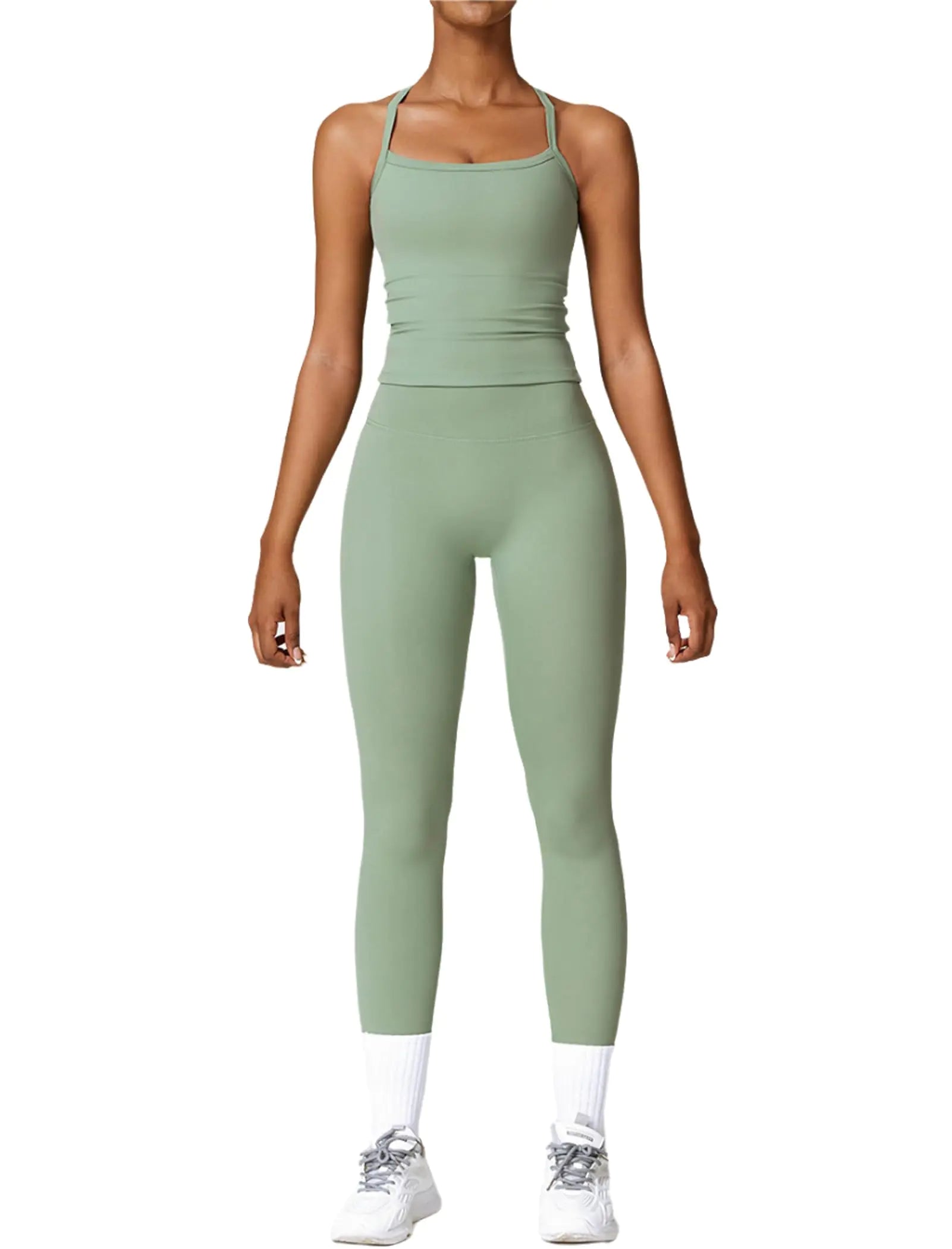 Women's Green Yoga Outfit 2-Piece Seamless Set